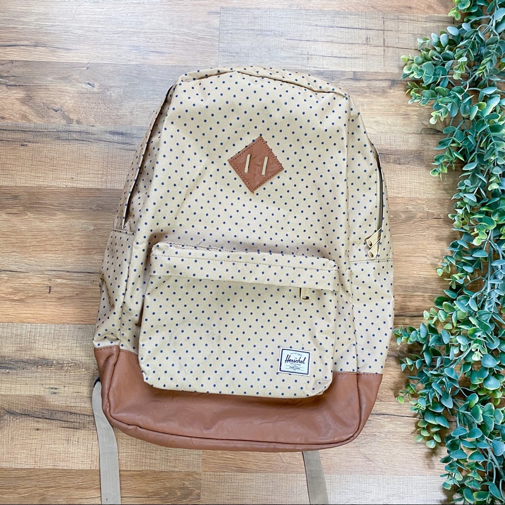 Herschel | Polka Dot Canvas and Leather Backpack